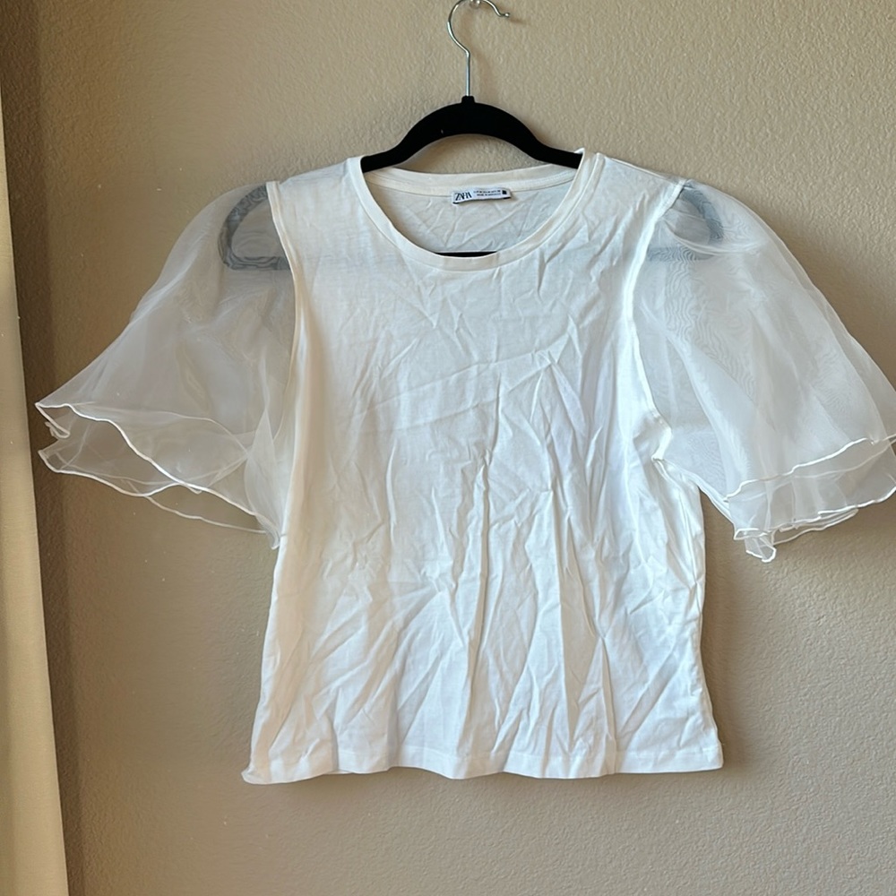 Zara top with volume sleeves